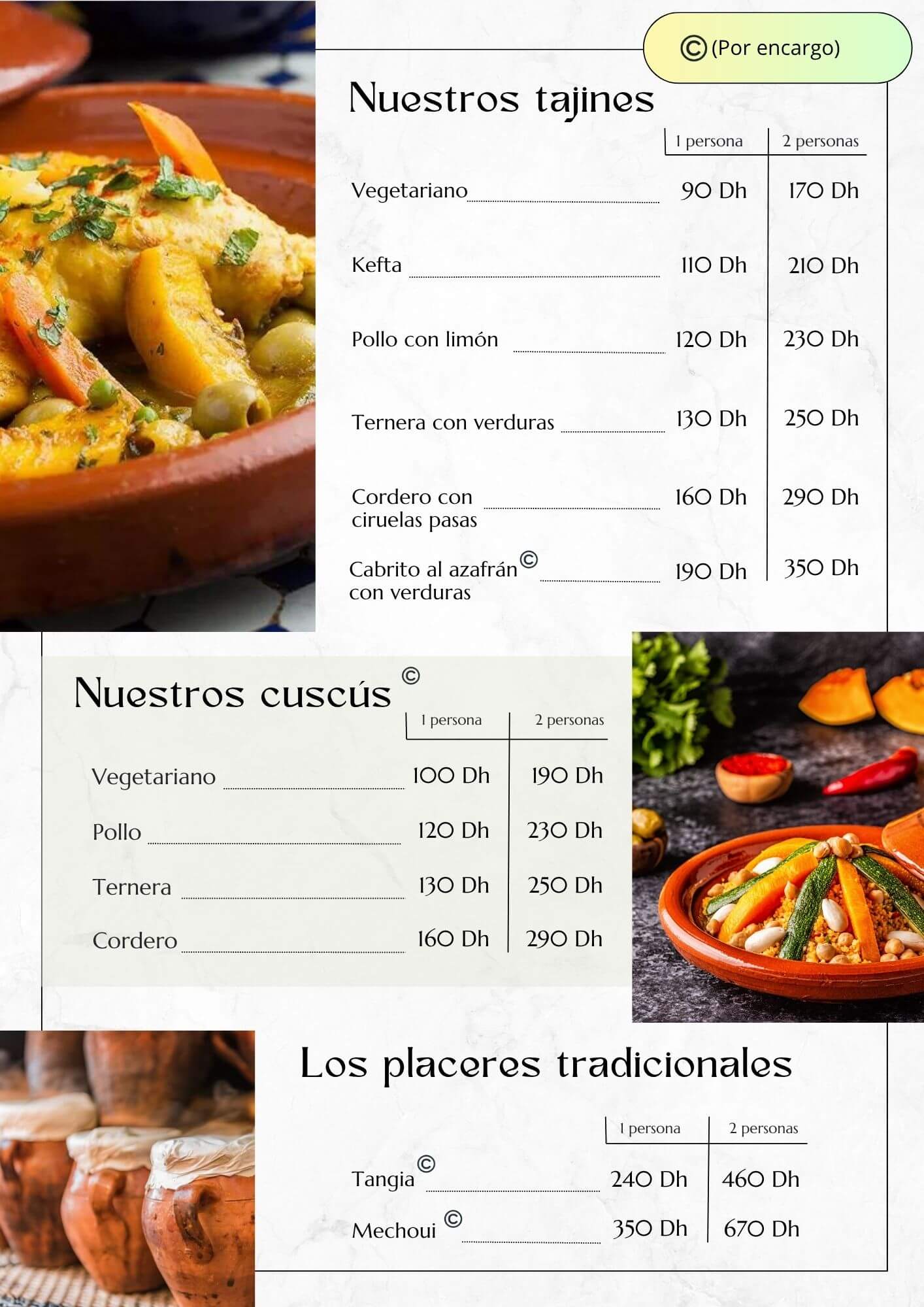 Tajines, cuscús y platos tradicionales marroquíes del restaurante Aurocher en Oukaimeden